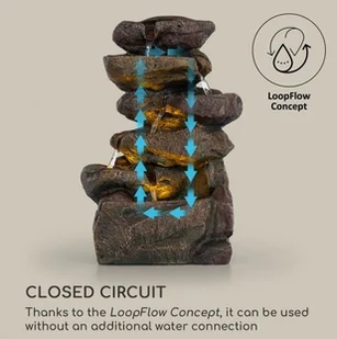 Blumfeldt Savona, fontanna solarna, 2,8 W, tworzywo Polyresin, 5-godzinny czas pracy akumulatora, oświetlenie LED, imitacja kamienia LEU13-Savona - Fontanny ogrodowe - miniaturka - grafika 5