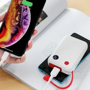 BOROFONE Borofone power bank 10 000 mAh 37Wh z wyświetlaczem LCD i kablem USB-C biały BFO-BT24-C-W - Powerbanki - miniaturka - grafika 5