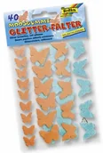 Zabawki kreatywne - Glorex GmbH Folia 23793  Glitter-naklejki z gumy porowatej, 40 sztuk, podzielone motyle, pomarańczowy/niebieski 23793 - miniaturka - grafika 1