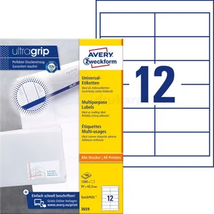 Avery Zweckform Etykiety A4 97 x 42,3mm 100 arkuszy Zweckform 3659 - Etykiety samoprzylepne i bloki etykiet - miniaturka - grafika 3