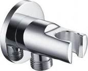 Akcesoria hydrauliczne - Blue Water Przyłącze kątowe węża natrysku ścienne, okrągłe z uchwytem, 2xG 1/2 c - miniaturka - grafika 1