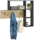 Wieszaki i stojaki - vidaXL FMD FMD Wieszak na płaszcze, ścienny, 4 półki, antracytowo-dębowy 433870 - miniaturka - grafika 1