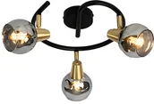 Lampy sufitowe - QAZQA Lampa sufitowa czarna 44 5 cm z przydymionym szkłem 3-punktowa - Vidro - miniaturka - grafika 1