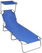 Leżaki ogrodowe - vidaXL Składany leżak z zadaszeniem, niebieski, aluminium - miniaturka - grafika 1