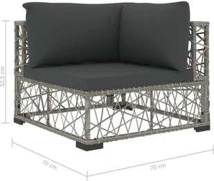 vidaXL 5 częściowy zestaw wypoczynkowy do ogrodu poduszki rattan PE szary 46808 46808 - Meble ogrodowe - miniaturka - grafika 9