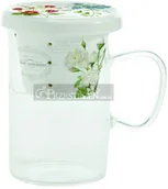 Kubki - Nuova Cer Easy life r2s SZKLANY KUBEK Z PORCELANOWYM ZAPARZACZEM I POKRYWKĄ Natural - Kwiaty (352 NATU) - miniaturka - grafika 1