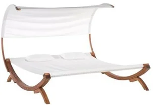 Beliani Leżak ogrodowy z drewna modrzewiowego - beżowy TERAMO brązowy - Leżaki ogrodowe - miniaturka - grafika 2