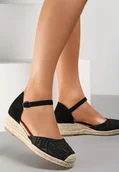 Espadryle damskie - Czarne Sandały Basare - miniaturka - grafika 1