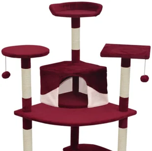 vidaXL Drapak dla kota z sizalowymi słupkami, 203 cm, czerwono-biały - Drapaki dla kotów - miniaturka - grafika 6