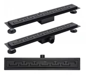 Odpływy liniowe - Rea Odpływ liniowy Rea Greek 90 cm Black mat dodatkowo 5% RABATU na kod REA5 - miniaturka - grafika 1