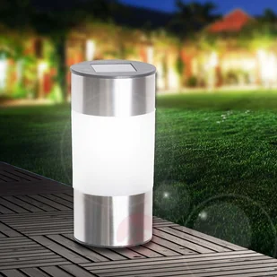 Globo Lighting Solarna lampa cokołowa LED Valea, stal szlachetna - Lampy ogrodowe - miniaturka - grafika 3