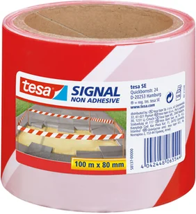 Taśma ostrzegawcza tesa bez kleju biało czerwona - Akcesoria BHP - miniaturka - grafika 2