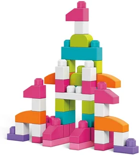 Fisher Price Mega Bloks Klocki 80 Elementów Torba Różowa Klocki Dla Małych Dzieci DCH62 DCH62 - Klocki - miniaturka - grafika 4