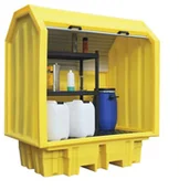 Pojemniki przemysłowe - ROMOLD Mocna Wanna Wychwytowa Zamykana Roletą, 230 L Żółty 151 L. - 400 L. Z Kratownicą Inne 149 Cm X 99 Cm X 169 Cm BP2HCS - miniaturka - grafika 1