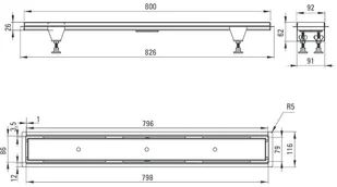 Odpływ liniowy odwracalny 80 cm Deante KOS_008D - Odpływy liniowe - miniaturka - grafika 8