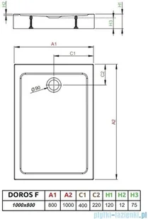 Radaway Doros F Compact Stone brodzik 100x80 antracyt SDRFP1080-05-64S - Brodziki prysznicowe - miniaturka - grafika 2