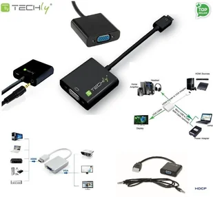 Techly Konwerter HDMI męski na VGA żeński audio micro-USB 306301 - Złącza, przejściówki, adaptery - miniaturka - grafika 6
