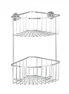 Półki łazienkowe - Wenko Dwupoziomowa narożna półka łazienkowa Power-Loc 22744100 - miniaturka - grafika 1