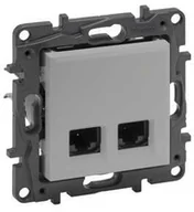 Gniazdka elektryczne - Legrand Gniazdo teleinformatyczne Niloe Step 863366 2 x RJ45 kat 6 STP podwójne aluminium - miniaturka - grafika 1