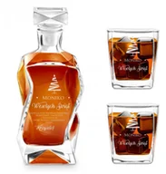 Karafki - Murrano Zestaw Karafka Łamana z 2 Szklankami Grawer KARK_2xSZC-013 - miniaturka - grafika 1