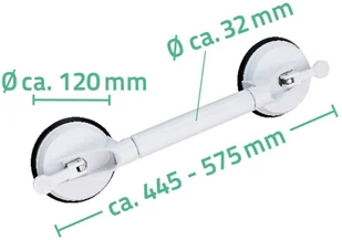 Ridder Teleskopowy uchwyt łazienkowy z przyssawkami, 12 cm, 50 kg A0150301 - Stojaki i wieszaki na papier toaletowy - miniaturka - grafika 4