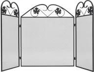 Akcesoria kominkowe - vidaXL vidaXL Parawan kominkowy Czarny, metalowy, 3 skrzydłowy - miniaturka - grafika 1