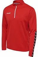 Koszulki sportowe męskie - Hummel męska koszulka z zamkiem półdługim rękawem, True Red, 2XL 204927-3062 - miniaturka - grafika 1