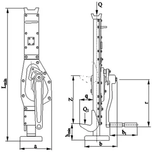 102 RANG Podnośnik mechaniczny podnośnik zębatkowy z łapą boczną udźwig 5 T udźwig na łapie 5 T wysokość podnoszenia 355 mm) 10278756 78756-uniw - Wyposażenie gospodarstwa rolnego - miniaturka - grafika 2