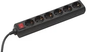 Przedłużacze i rozgałęźniki - Meister , listwa zasilająca 6-krotny, 1,4 m, przełącznikiem, czarny - miniaturka - grafika 1