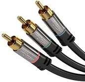 Kable - KabelDirekt Przewód bezpośrednio składnik przewód, 3 X wtyczka cinch na 3 X wtyczka cinch, FullHD 1080i  Pro Series 2m szary/czarny 950 - miniaturka - grafika 1