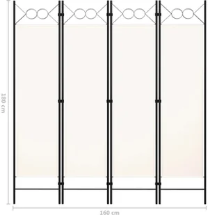 vidaXL Parawan 4-panelowy, biały, 160 x 180 cm vidaXL - Parawany - miniaturka - grafika 6