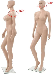 vidaXL Manekin damski ze szklaną podstawą, beżowy, 180 cm vidaXL - Manekiny wystawowe - miniaturka - grafika 6