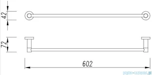 Omnires Modern Project wieszak na ręcznik 60 cm złoto szczotkowane MP60216GLB - Wieszaki łazienkowe - miniaturka - grafika 2