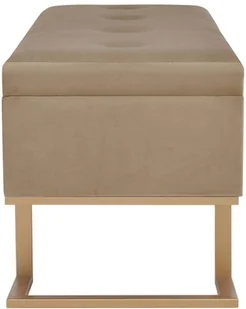 vidaXL Ławka ze schowkiem, 105 cm, beżowa, aksamitna vidaXL - Ławki do przedpokoju - miniaturka - grafika 4