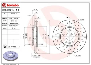 Brembo tarcza hamulcowa 09.b355.1 X wirniki 09.B355.1X - Akcesoria do elektronarzędzi - miniaturka - grafika 2