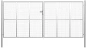 Ogrodzenia - vidaxl Brama ogrodowa, galwanizowana stal, 415x225 cm, srebrna - miniaturka - grafika 1