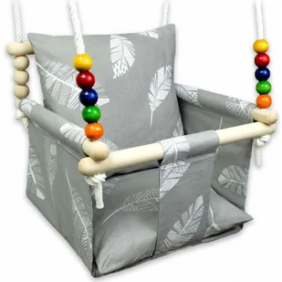 Szara huśtawka kubełkowa dla dzieci w piórka C6-E39 - Leżaczki i huśtawki Szara huśtawka kubełkowa dla dzieci w piórka C6-E39 - Leżaczki i huśtawki - miniaturka - grafika 1