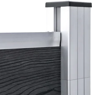 vidaxl Ogrodzenie WPC, 2 panele kwadratowe, 1 skośny, 446x186cm, szare 3053234 - Ogrodzenia - miniaturka - grafika 8
