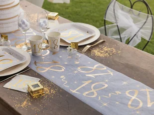 Santex Bieżnik "18 urodziny złote biały" SANTEX 500 x 30 cm SX6158-18 - Gadżety dla niej i dla niego - miniaturka - grafika 6