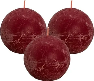 Bolsius Świeca kula rustykalna Shine 25H 7,6CM 3szt AKSAMITNA CZERWIEŃ BOLSIUS3594 - Świece - miniaturka - grafika 2