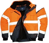 Odzież robocza - Portwest EN471 kontrast lampa ostrzegawcza ochronna kurtka Bomber Żółty, pomarańczowa C465ONRM - miniaturka - grafika 1