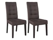 Krzesła - Vente-Unique Komplet krzeseł VILLOSA - Czekoladowa tkanina + Ciemne drewniane nogi - miniaturka - grafika 1