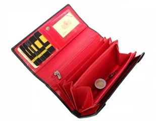 Wilmar (PL) Portfel Damski (PL) Suwak 16 cm Skóra Włoska Czarny Z Czerwonym - Portfele - miniaturka - grafika 6