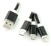 Kable komputerowe i do monitorów - OEM Przewód 3w1 USB typu A do micro USB, Lightning, USB typu C GOT-12976 - miniaturka - grafika 1