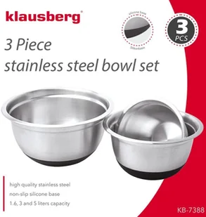 KLAUSBERG ZESTAW 3 MISEK STALOWYCH Z PODSTAWĄ SILIKONOWĄ KLAUSBERG KB-7388 KB-7388 - Miski i półmiski - miniaturka - grafika 6