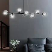 Lampy sufitowe - Euluna Lampa wisząca Glassy 8-punktowa, szkło grafitowe - miniaturka - grafika 1