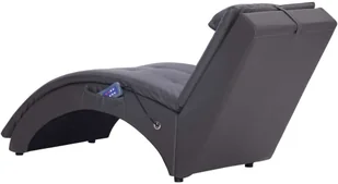 vidaXL Szezlong masujący z poduszką, szary, sztuczna skóra - Szezlongi - miniaturka - grafika 5