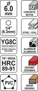 Yato WIERTŁO UNIWERSALNE 6MM HEX YT-44783 - Wiertła - miniaturka - grafika 5