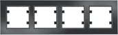 Klawisze i ramki - Schneider LUMINA-PASSION-Ramka-4-krotna-pozioma-szkło-czarne WL9241 - miniaturka - grafika 1