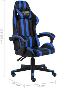 vidaXL Fotel dla gracza, czarno-niebieski, sztuczna skóra vidaXL - Fotele gamingowe - miniaturka - grafika 6